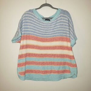 CHAPS STRIPE CREW NECK SHORT SLEEVE SWEATER SIZE XL